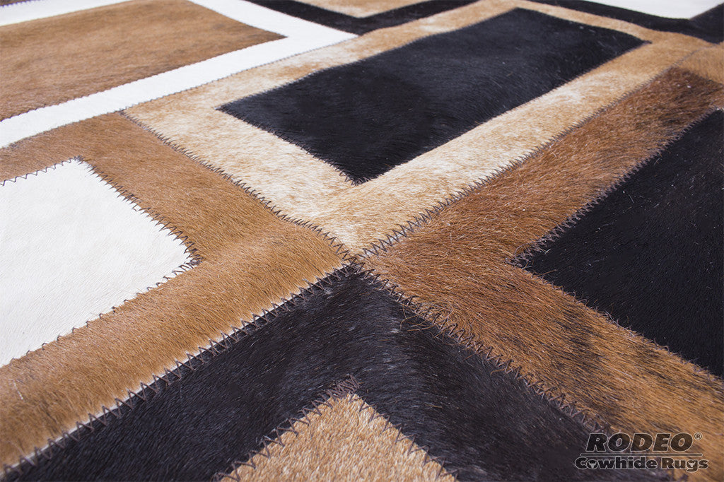 Round Patchwork Star Cowhide Rug - Size 40 Inches – Artisan Cowhides