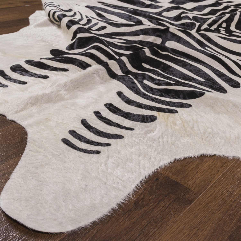 black and white zebra rug