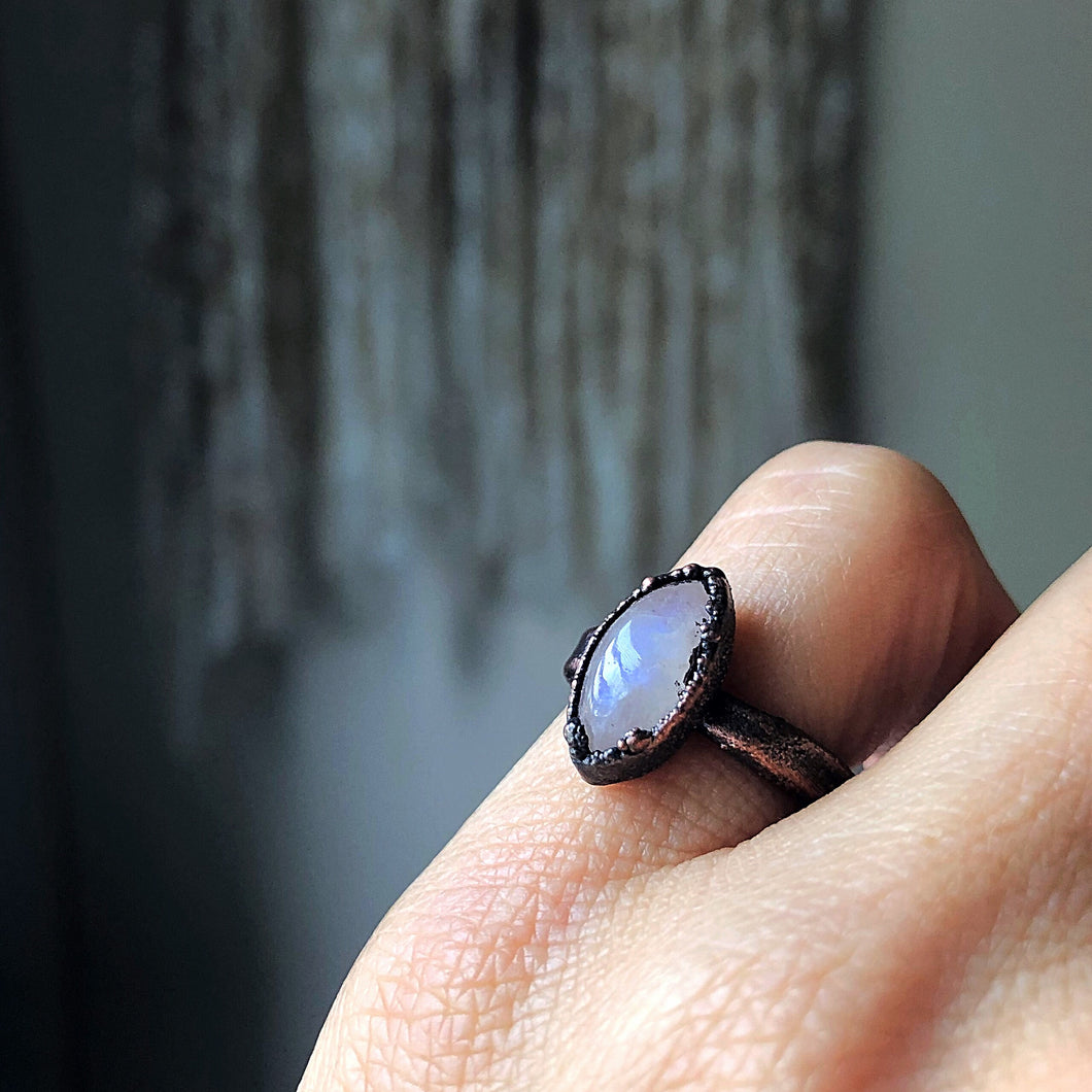 Rainbow Moonstone Ring - Marquise #3 (Size 5-5.25) - Ready to Ship