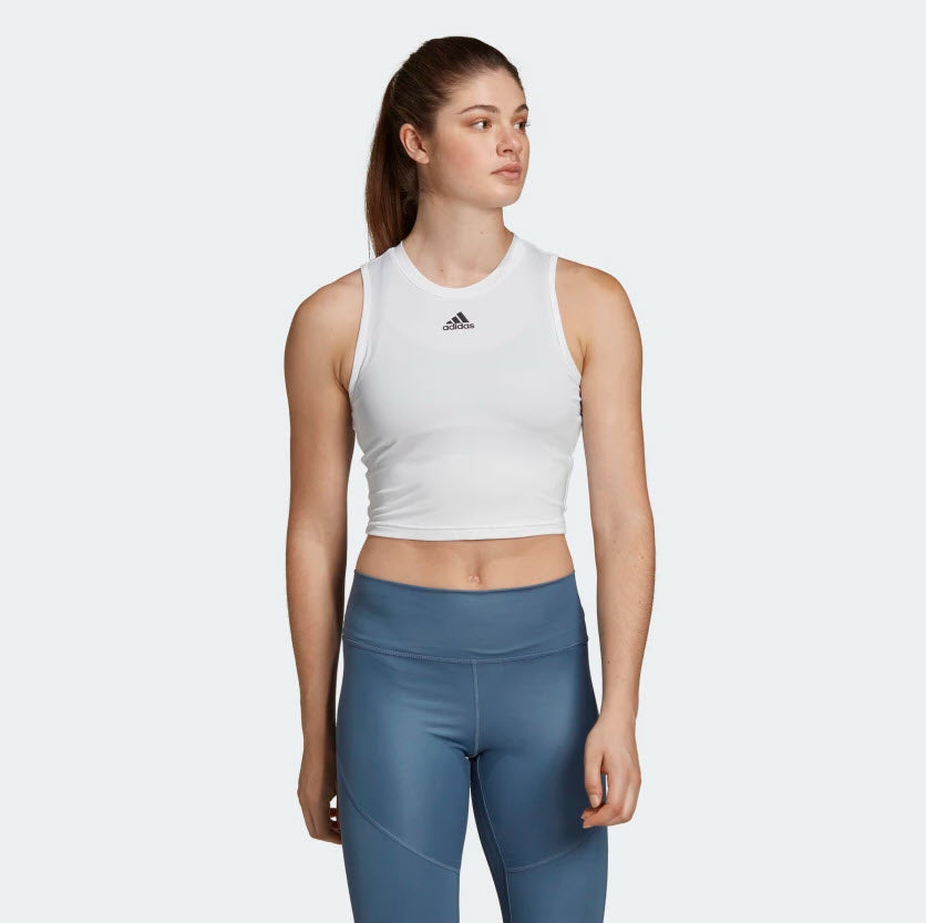 adidas crop tank white