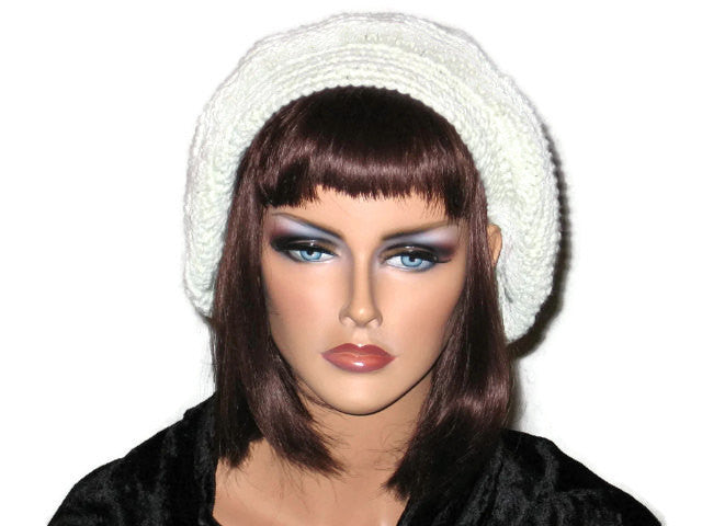 Slouch Beret Hand Crocheted -Green, Pink, Blue, Brown, or Off White - Couture Service  - 3