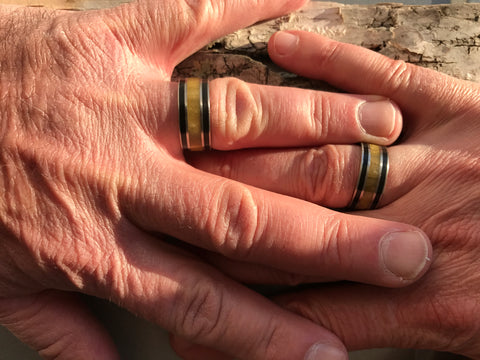 Cattlehorn Wedding Rings on mens hands