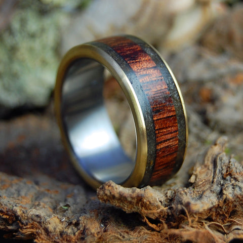 Koa Wedding Ring with Bronze Edges