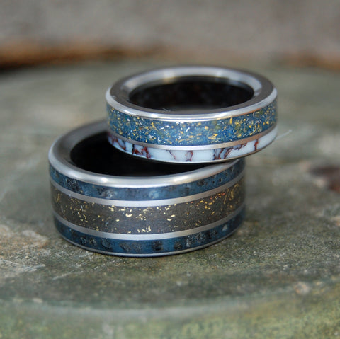 Minter + Richter Wedding Rings with Coffee Inlays