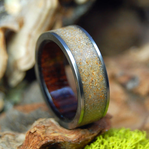 wedding ring made of omaha beach sand