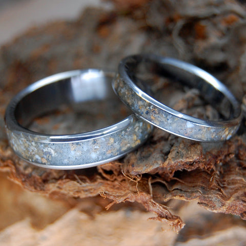 Pacific Grove Beach Sand wedding ring set of two
