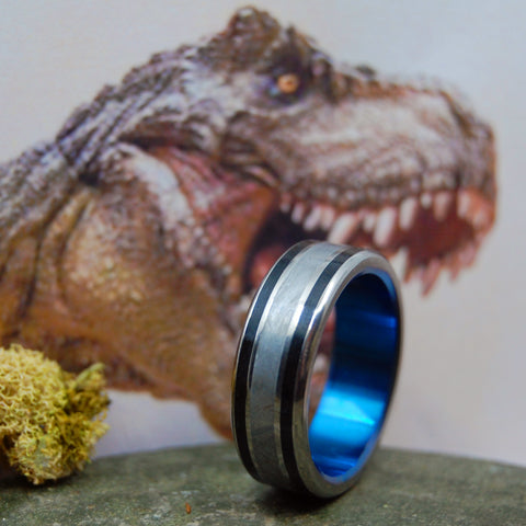 Dinosaur Bone Meteorite Wedding Ring