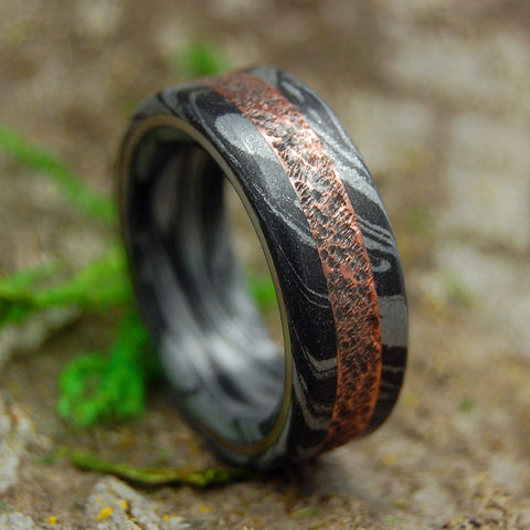 Black Wedding Ring with Copper
