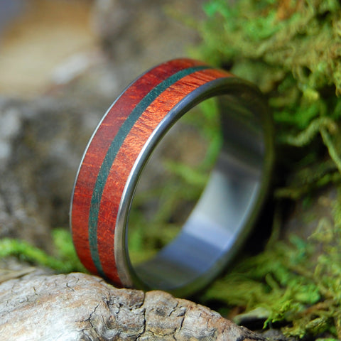 Bloodwood and Green Maple Wedding Ring