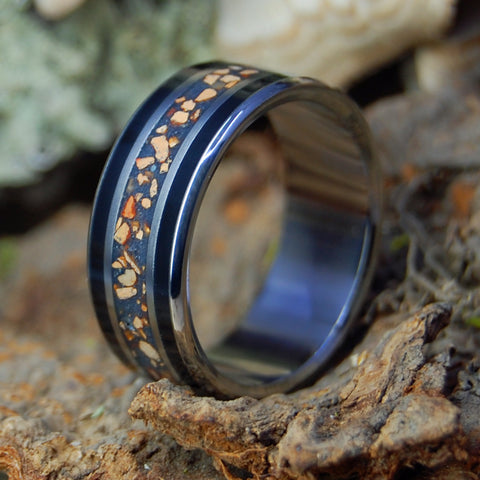 Wedding Ring with baseball pitcher mound dirt inlay