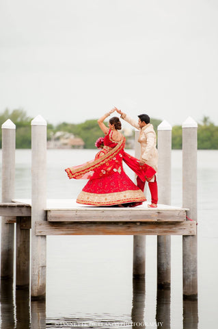 Indian Couple dancing at wedding reception