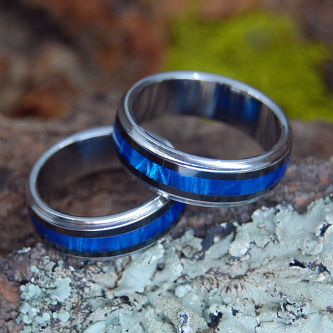 The Pilot and the Flight Attendant - Resin wedding rings