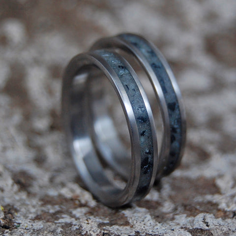 Volanic Ash Wedding Ring Set