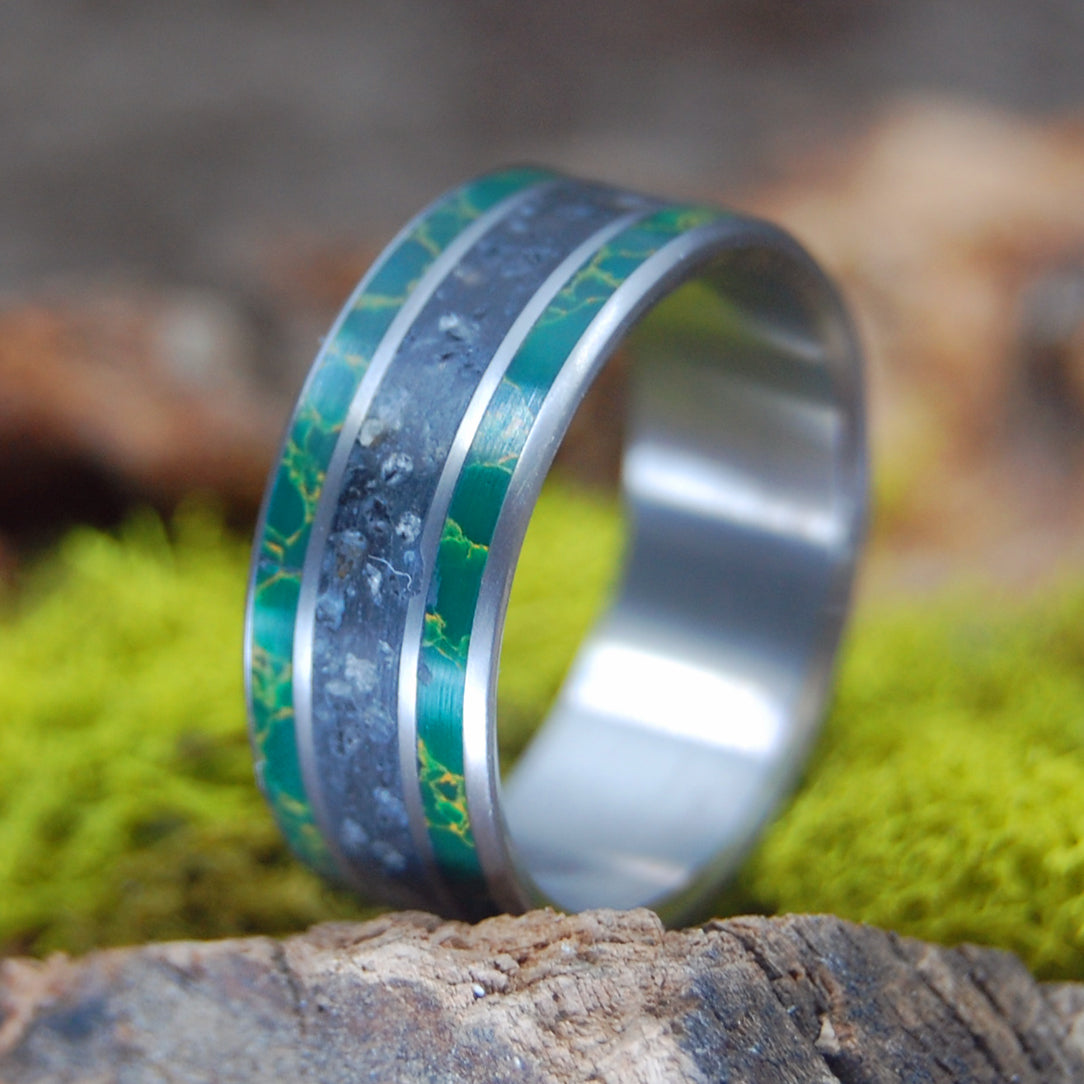 HERRING COVE BLACK | Black Beach Sand & Egyptian Jade - Titanium Weddi