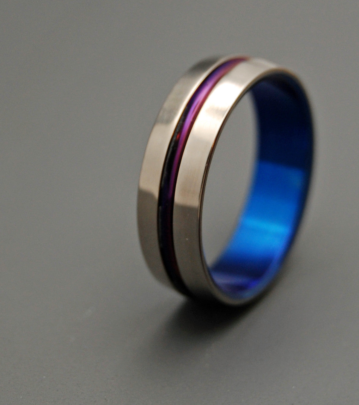 Purple and Blue Signature Ring | Hand Anodized Titanium Wedding Ring