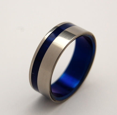 Minter + Richter | To the Winds Resign | Titanium Blue Wedding Rings
