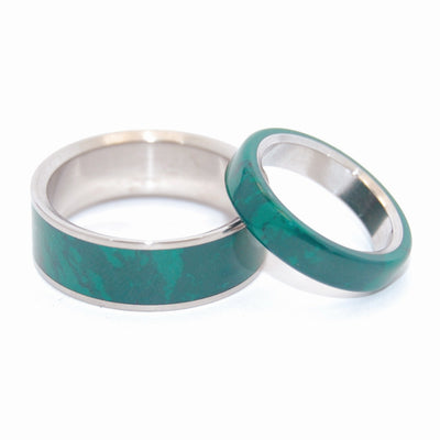 Minter + Richter | JADE SET | Jade Stone & Titanium Wedding Rings Set