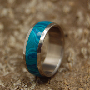 Minter + Richter | Banded Domed Chrysocolla | Wooden Titanium Wedding Ring