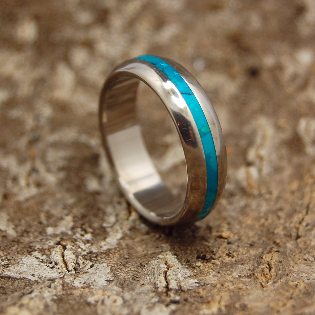 Minter + Richter | Chrysocolla Sea Dome | Wooden Titanium Wedding Ring