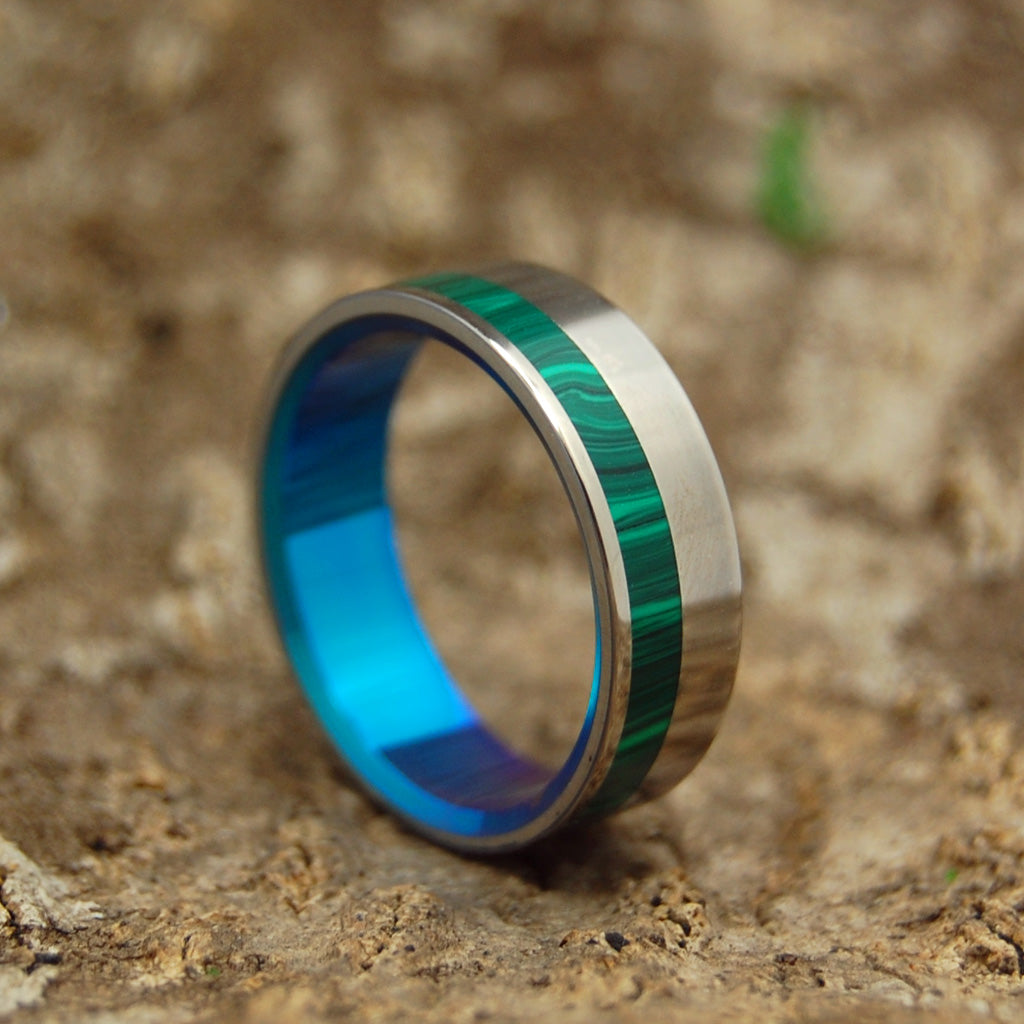 HUMMINGBIRD | Malachite Stone & Titanium - Unique Wedding Rings ...