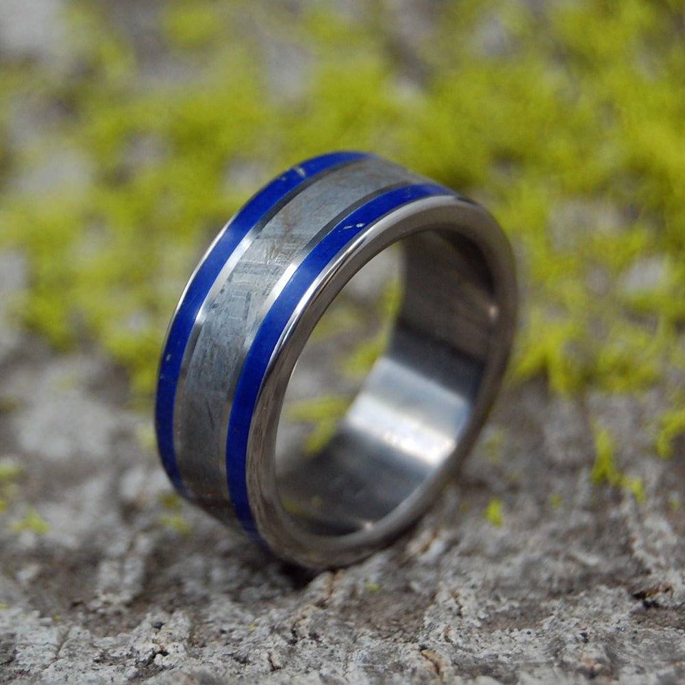GIZA Lapis Lazuli & Meteorite Titanium Wedding Rings