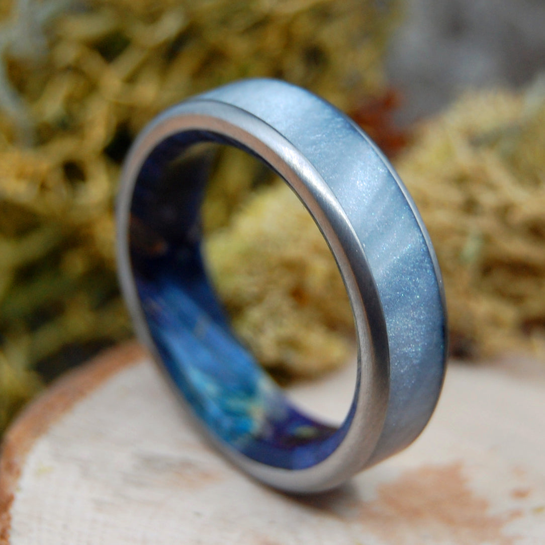 OCEANIA | Gray Marbled Opalescent & Dark Blue Box Elder Wood Titanium ...