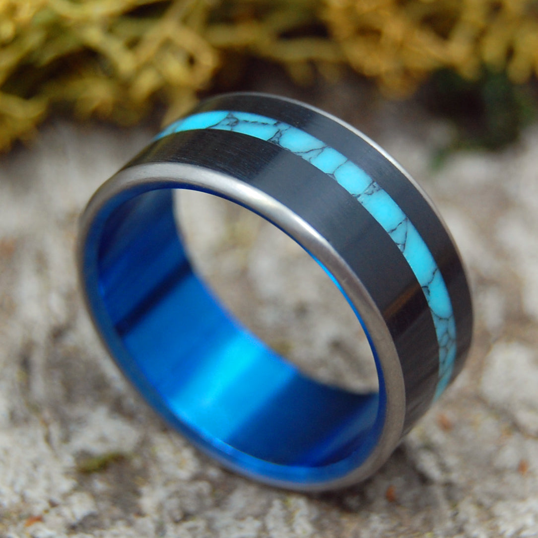 APOLLO BLUE Onyx Turquoise  Stone  Titanium Wedding  