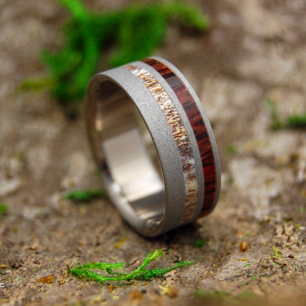Men's Wedding Ring Deer Antler and Wooden Wedding Ring