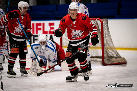 Sydney Bears' forward Tommy Steven celebrates a goal against the Newcastle Northstars