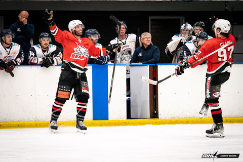 Sydney Bears' defenceman Shawn Rooke celebrates scoring against the Sydney Ice Dogs