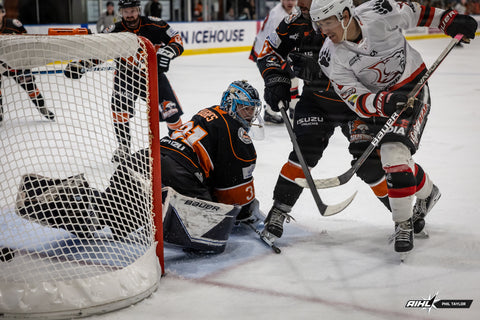 Sydney Bears' forward Tommy Steven scores a goal against the Melbourne Mustangs