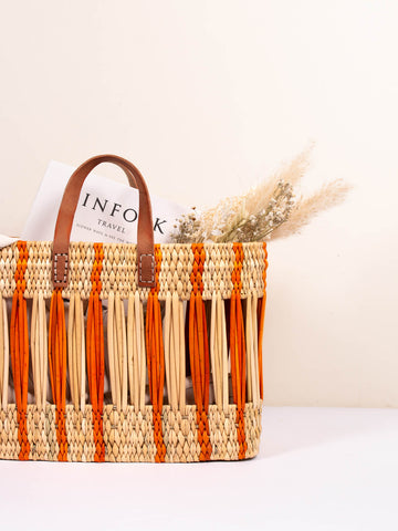 Bohemia Design Decorative Reed Basket Orange