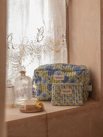 Bohemia hand block print washbag and zip pouch