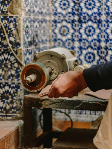 Artisan leather workshop in Morocco