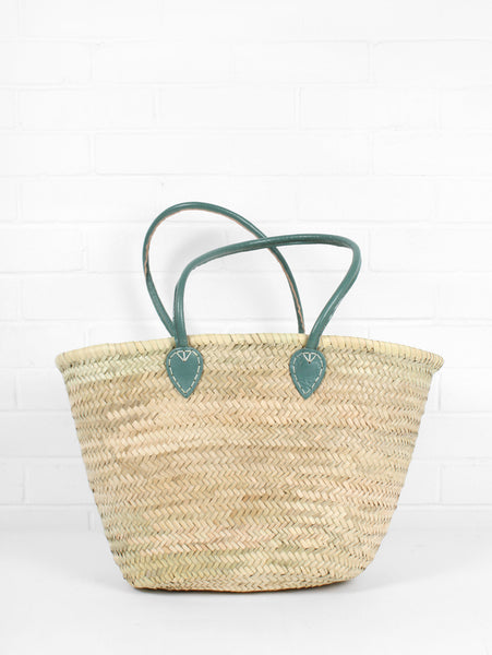 Medium sized Souk Shopper Basket handwoven from palm leaves with ...