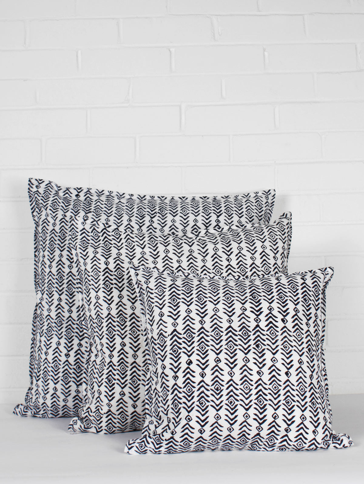 Block Print Aztec Cushion Covers in Grey | Bohemia Design