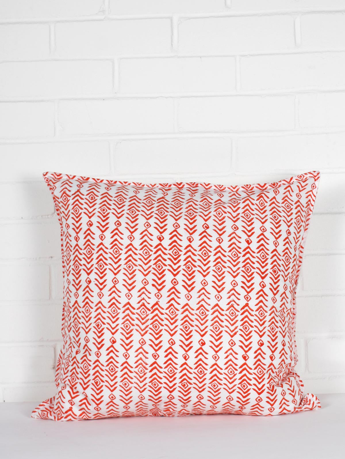 Indian Block Print Aztec Cushion Cover Orange | Bohemia Design