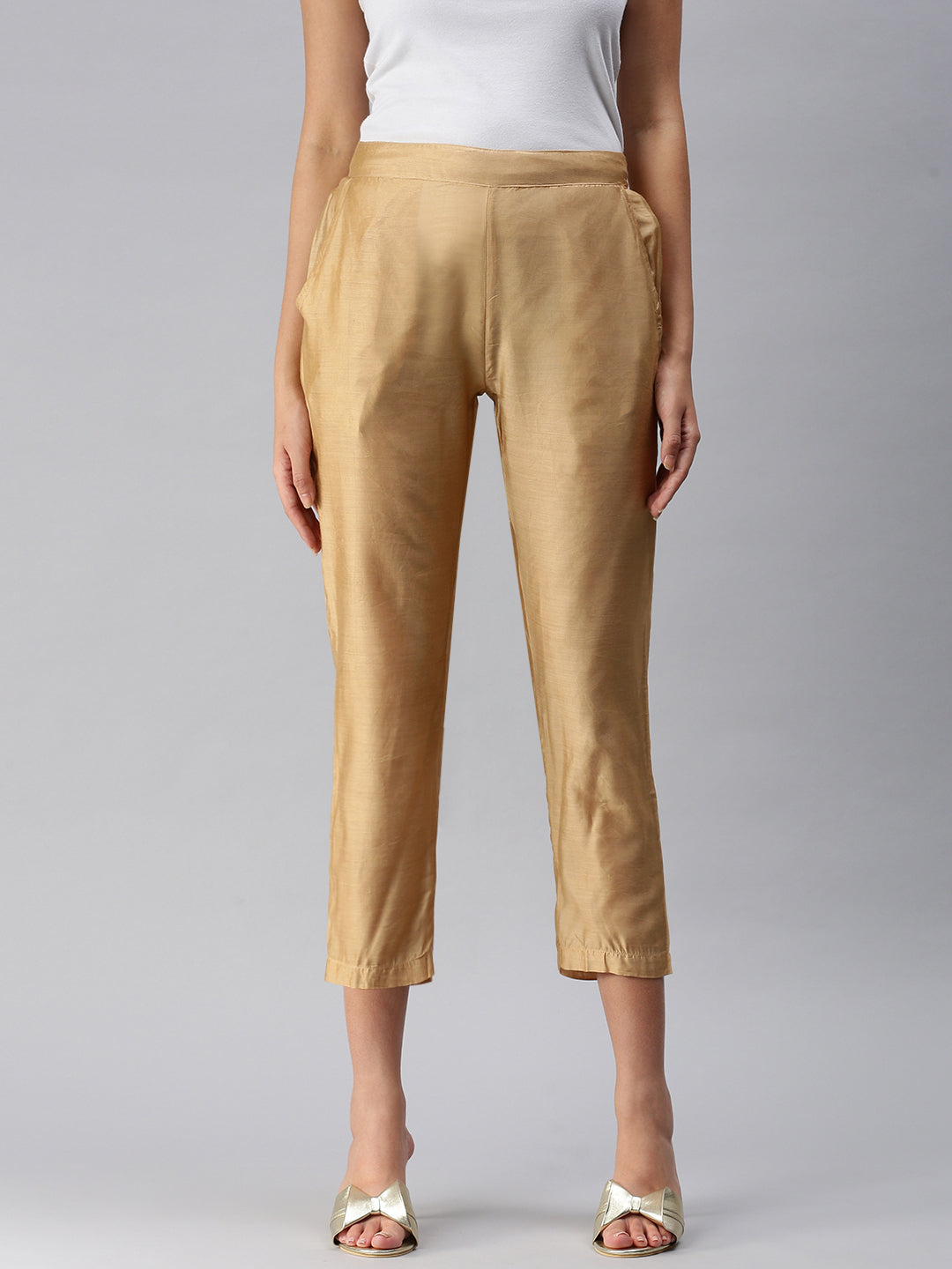 Off White Suit With High Low Hem And Front Slit Paired With Cigarette Pants  Online - Kalki