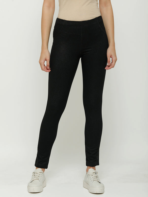 Buy Ladies Jegging Solid Cotton Dark Grey