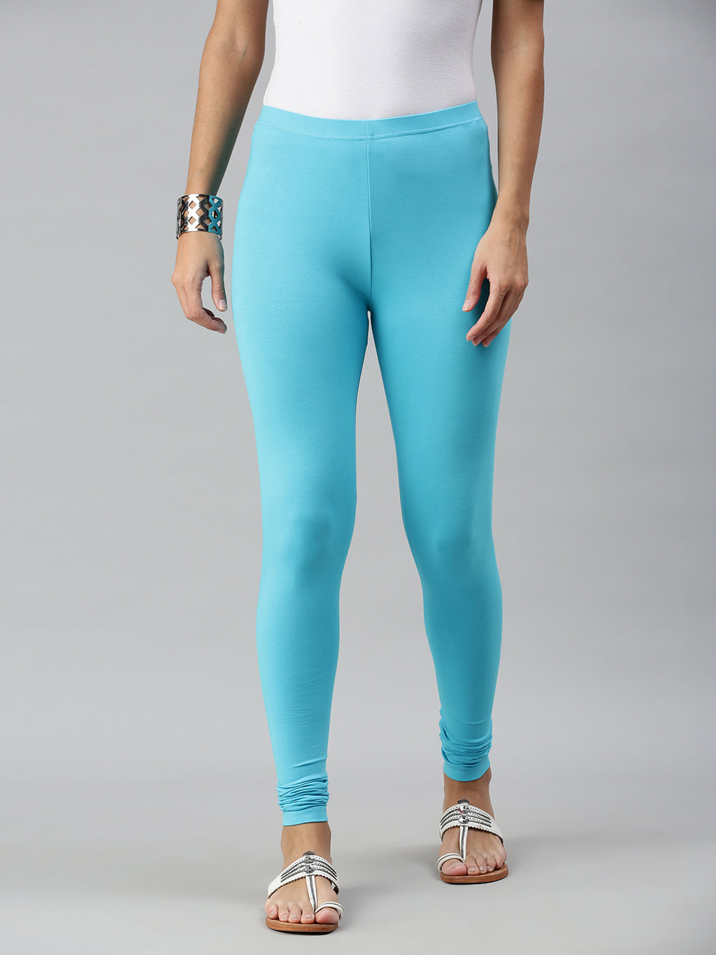 Buy Dollar Missy Peacock Blue Cotton Leggings for Women Online @ Tata CLiQ