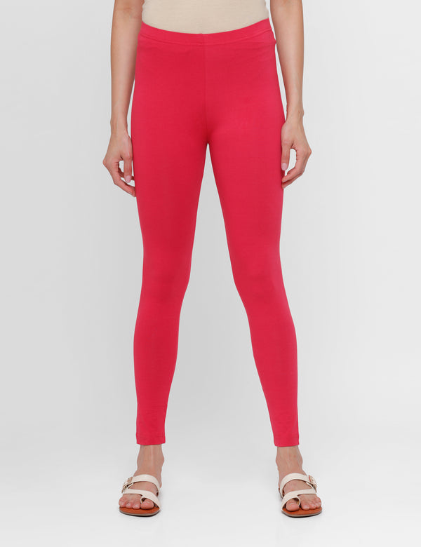 Buy online Red Solid Ankle Length Leggings from Capris & Leggings for Women  by Aurelia for ₹600 at 54% off