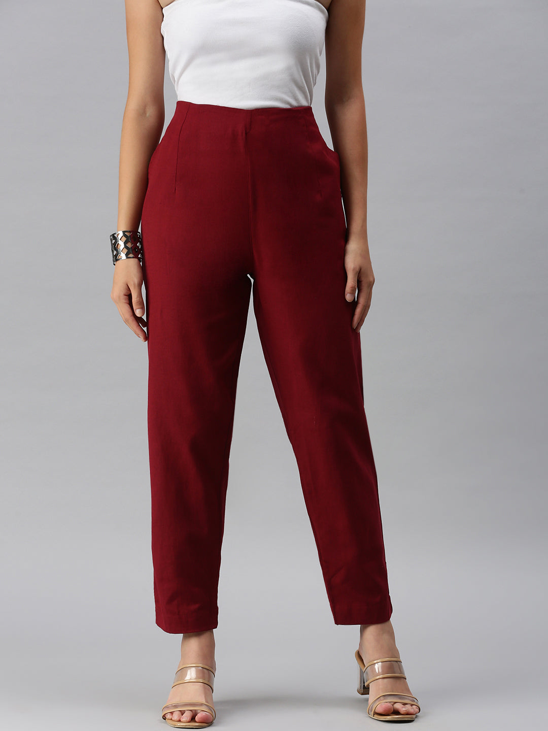 De Moza Women's Cigarette Pant Maroon