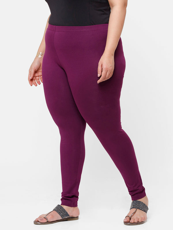 De Moza Ladies Ankle Length Leggings Solid Cotton Light Purple