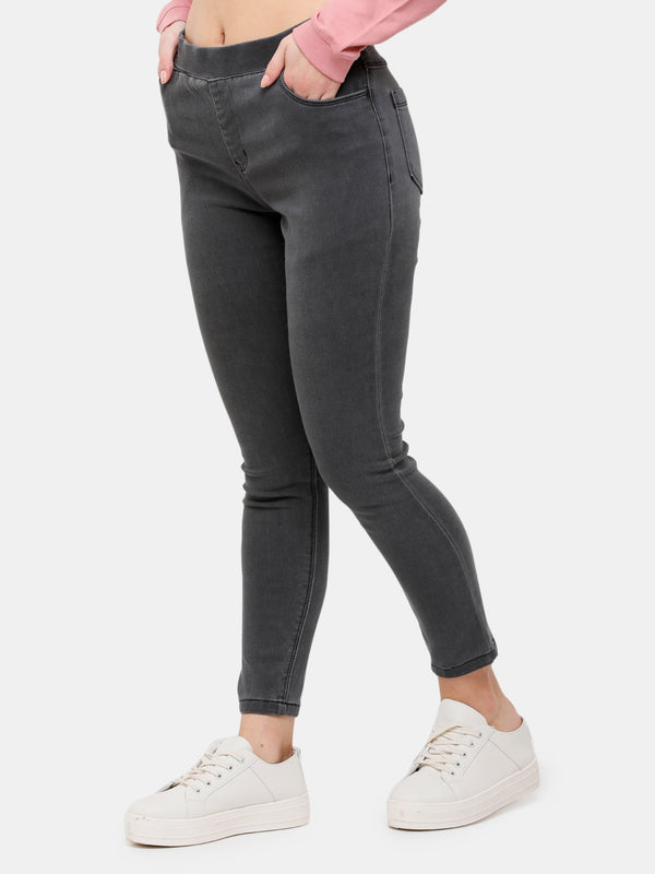 Buy Ladies Jegging Solid Cotton Dark Grey