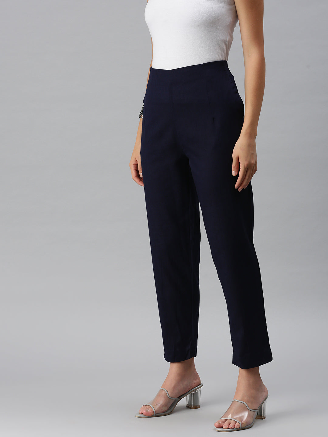 Slim Fit Women Dark Blue, Beige Trousers Price in India - Buy Slim Fit  Women Dark Blue, Beige Trousers online at Shopsy.in