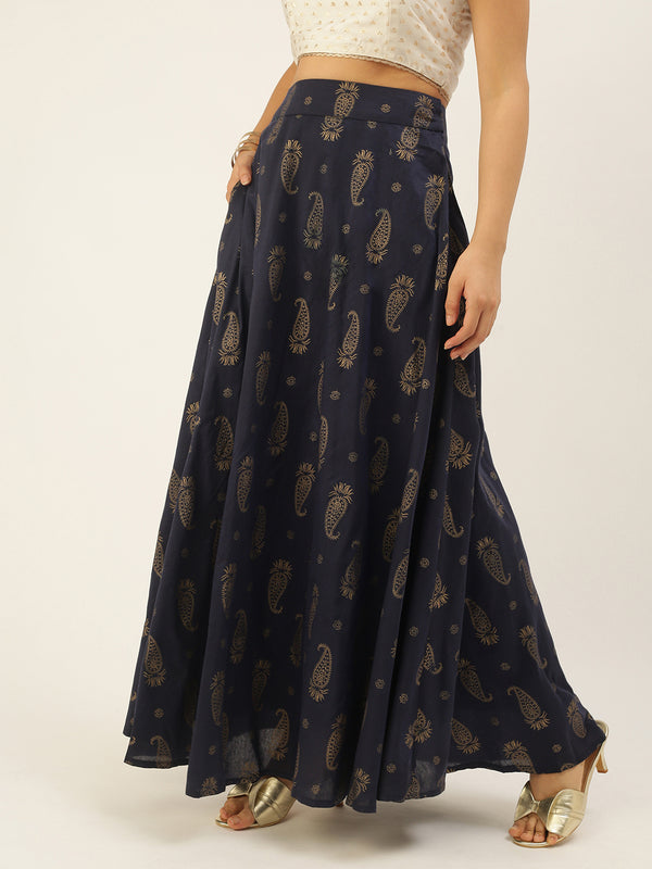 Order TRENDY DARZI Solid navy blue long flared skirt Online From Trendy  Darzi,NEW DELHI