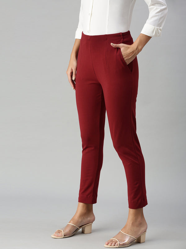 Buy Maroon Cotton Capri Pants For Girls by Khela Online at Aza