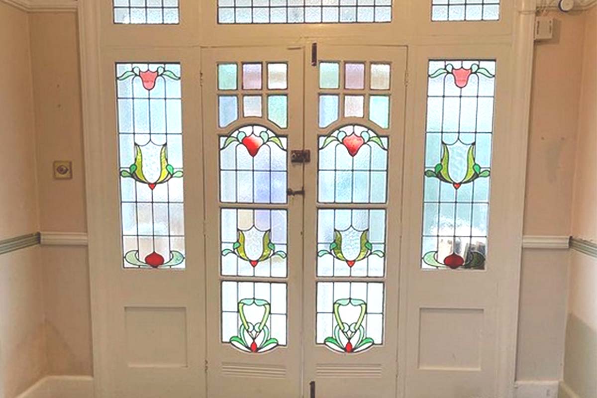 stained glass feature doors