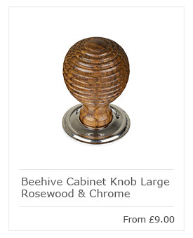 rosewood & chrome beehive cabinet knob