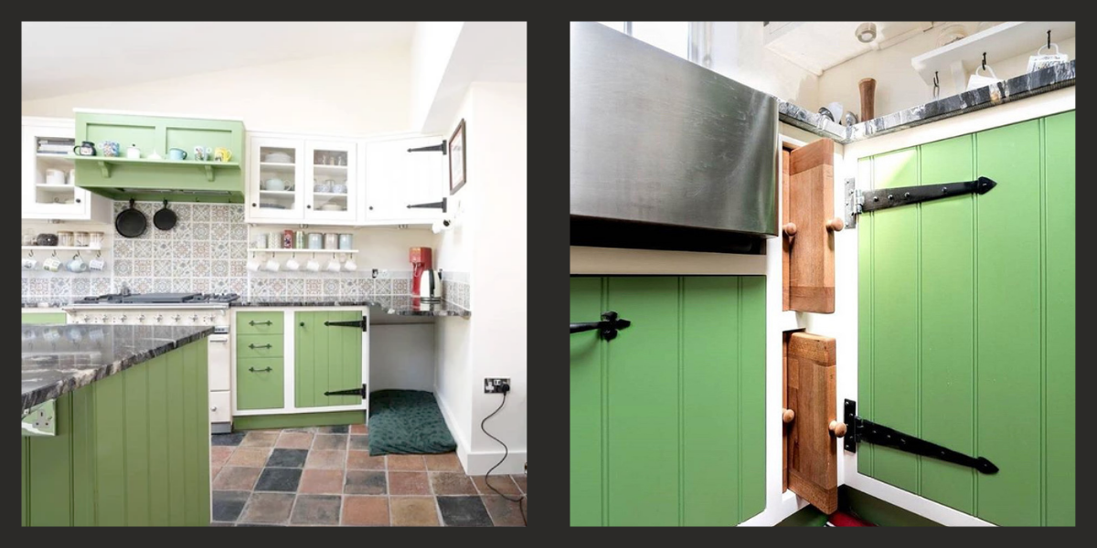 Country cottage style kitchen with T Hinges